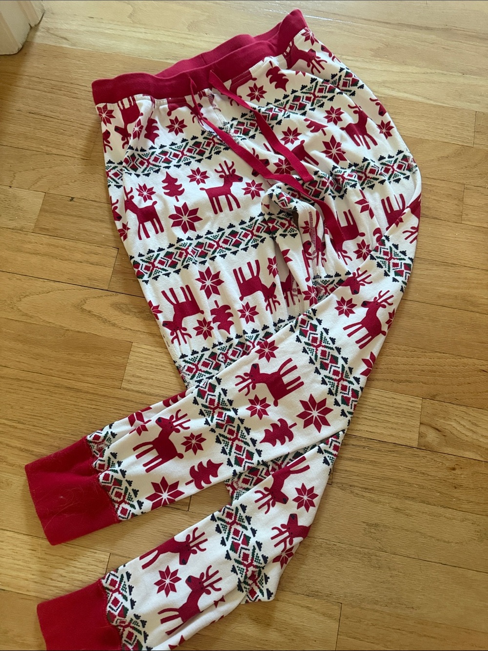 Hannah Andersson Dear Deer holiday pj bottoms- Red and White size S